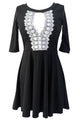 Crochet Lace Keyhole Stylish Black Skater Dress