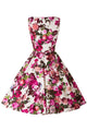 Elegant Sleeveless Party Floral Flare High Waist Vintage Dress