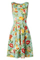 Vintage Chic 50s Swing Party Floral Flare Dress in Mint