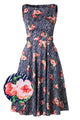 Flared Sleeveless High Waist Floral Vintage Dress with Belt