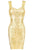 Snake Woodgrain Foil Print Bandage Dress in Gold