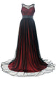 Sheer Lace Mesh Overlay Burgundy Queen Party Gown