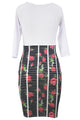 Half Sleeve O Neck Rose Skirt Patchwork Bodycon Dress
