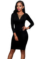 Black Cut out Back Long Sleeves Bodycon Dress