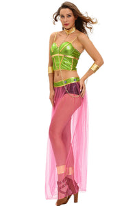 Green Pink 6pcs Slave Princess Costume