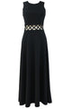 Black Caged Waist Fit and Flare Maxi Dress