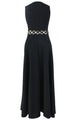 Black Caged Waist Fit and Flare Maxi Dress