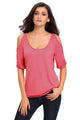 Rosy Scoop Neck Cold Shoulder Oversize Top