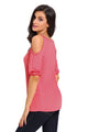 Rosy Scoop Neck Cold Shoulder Oversize Top