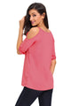 Rosy Scoop Neck Cold Shoulder Oversize Top