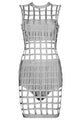 3pcs Gray Caged Bandage Dress