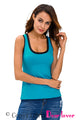 Contrast Trim Lace-up Back Light Blue Tank Top