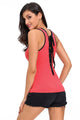 Contrast Trim Lace-up Back Rosy Tank Top