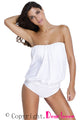 White Wirefree Blouson Tankini 2pcs Swimsuit