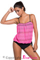 Rosy Lace Overly 2pcs Bandeau Tankini Swimsuit