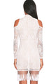 White Premium Lace Tassel Detail Bodycon Dress