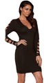 Hollow-out Long Sleeves Little Black Dress