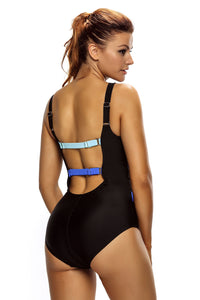 Chic Color Block Accent Hollow-out One Piece Swimsuit