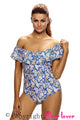 Luxury Printed Frill One-piece Swimwear for Women