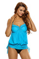 Blue Halter Bikini Top One Piece Adjustable Swim Dress