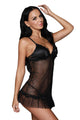 Embroidered Cups Mesh Dotted Babydoll with Hollow-out