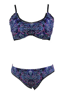 Blue Gypsy Bohemian Print Balconette Bikini Swimsuit