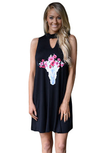 Floral Keyhole Front Casual Tank Dress