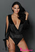 Black Faux Wrap Cut Out Sleeves Bodysuit