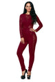 Purlish Red Lace Spice Long Sleeves Jumpsuit
