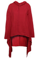 Burgundy Plain Drawstring Irregular Oversize Hoodie