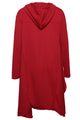 Burgundy Plain Drawstring Irregular Oversize Hoodie