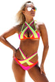 Multiple Color Block Wrapped 2pcs Bikini Swimsuit