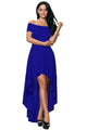 Blue High Low Hem Off Shoulder Party Dress