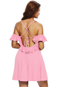 Sweet Sexy Pink Backless Skater Dress