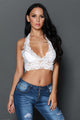 White Hollow Out Lace Halter Bralette