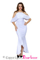 White Ruffled Sleeves High-low Hem Party Maxi Dress