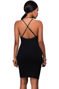 Black See-through Side Cross Back Club Dress