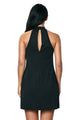 Black Lace up Choker Silky Dress