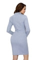 Gray Full-length Zipped Front High Neck Long Sleeve Dress