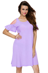 Lilac Naughty Cute Cold Shoulder Short Dress