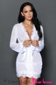 White Lace Trim Robe with Thong