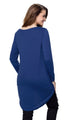 Royal Blue Lace Up Long Sleeve Ruched Pullover Shirt