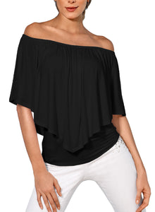 Black Multi-way Ruffle Women Top