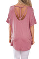 Pink Chic Relaxing Fit Pocket Front Hollow-out Blouse