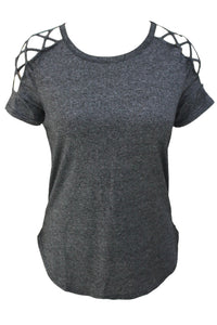 Black Crisscross Detail Short Sleeve T-shirt