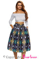 Vintage High Waist Printed A-lined Midi Skirt