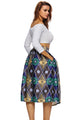 Vintage High Waist Printed A-lined Midi Skirt