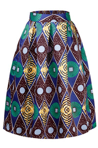 Vintage High Waist Printed A-lined Midi Skirt