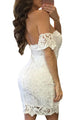 White Short Sleeve Off Shoulder Lace Bodycon Dress