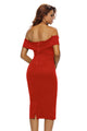 Red Off-the-shoulder Midi Dress